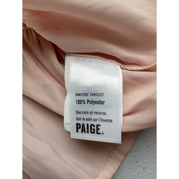 Paige Odalynn Top Cream Tan Blouse Long Sleeve Peplum Smocked Waist M - Picture 6 of 7